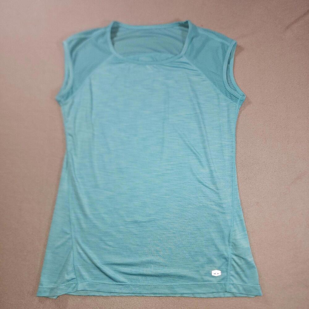 TAPOUT Athletic Women Sleeveless Tank Top Mesh Shoulders Aqua Teal Size Large‎